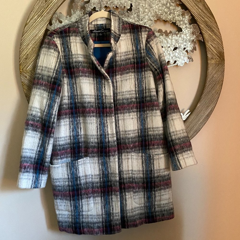 Kenneth Cole New York Women Plaid Coat Size Small LIKE NEW